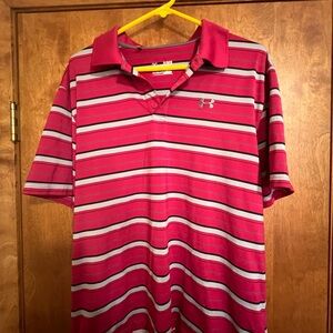 Under Armour Men's Red Striped Polo Shirt